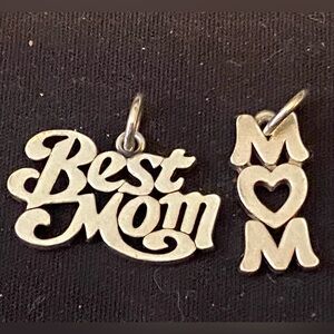 James Avery ‘Best Mom’ & 'Love You Mom' Charms Uncut Loops Sterling Silver 925